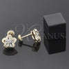 Arete Dormilona 02.09.0029 Oro Laminado, Diseño de Estrella, con Blanca Cristal, Pulido, Tono Dorado