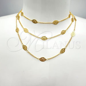 Gargantilla Elegante 06.09.0001.24 Oro Laminado, Diseño de Oja y File, Pulido, Tono Dorado (24 Inches Length)
