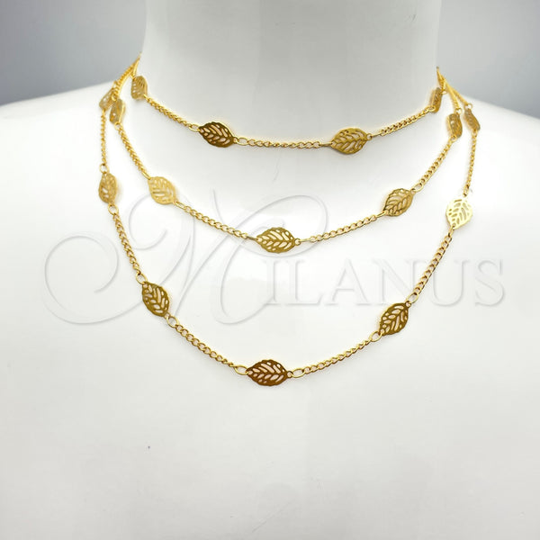 Gargantilla Elegante 06.09.0001.24 Oro Laminado, Diseño de Oja y File, Pulido, Tono Dorado (24 Inches Length)