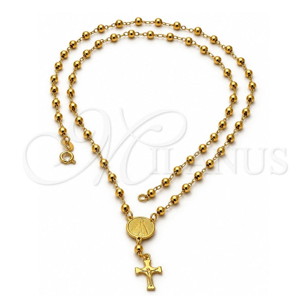 Rosario Mediano 03.16.0021 Oro Laminado, Diseño de Caridad del Cobre y Crucifijo, Pulido, Tono Dorado
