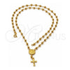 Rosario Mediano 03.16.0021 Oro Laminado, Diseño de Caridad del Cobre y Crucifijo, Pulido, Tono Dorado