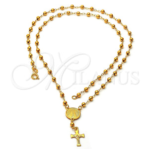 Rosario Mediano 03.16.0021 Oro Laminado, Diseño de Caridad del Cobre y Crucifijo, Pulido, Tono Dorado