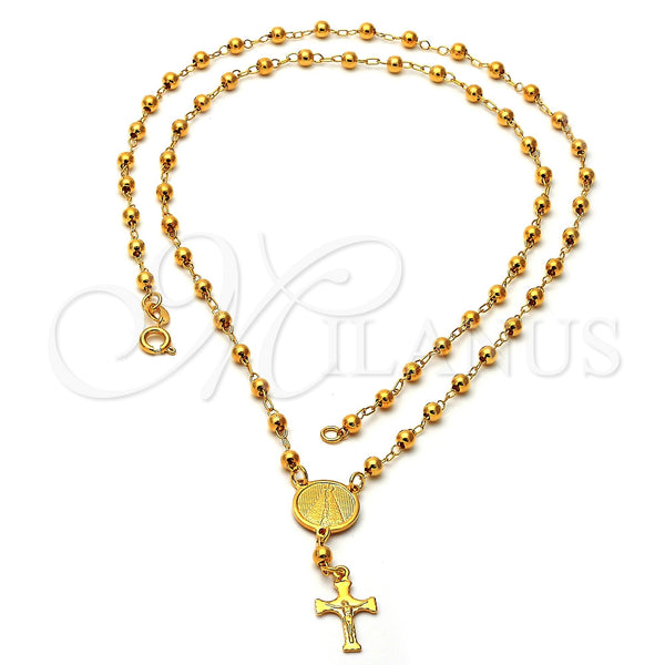 Rosario Mediano 03.16.0021 Oro Laminado, Diseño de Caridad del Cobre y Crucifijo, Pulido, Tono Dorado