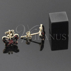 Arete Dormilona 5.126.096.1 *PROMO* Oro Laminado, Diseño de Mariposa, Esmaltado Multicolor, Tono Dorado