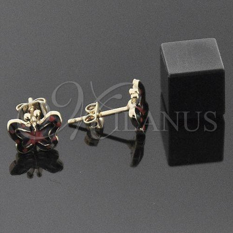 Arete Dormilona 5.126.096.1 *PROMO* Oro Laminado, Diseño de Mariposa, Esmaltado Multicolor, Tono Dorado