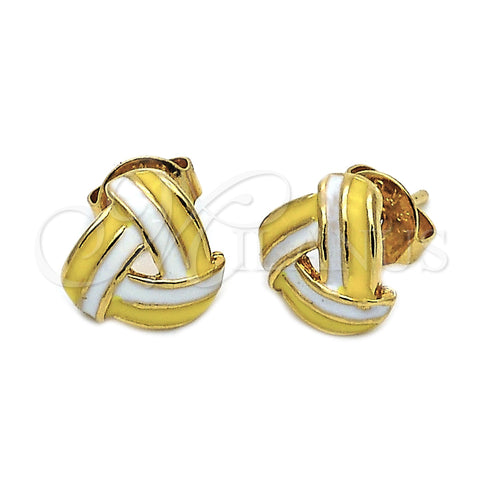 Arete Dormilona 5.126.057.3 *PROMO* Oro Laminado, Diseño de Nudo, Esmaltado Amarillo, Tono Dorado