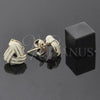 Arete Dormilona 5.126.054.3 *PROMO* Oro Laminado, Diseño de Nudo, Esmaltado Blanco, Tono Dorado
