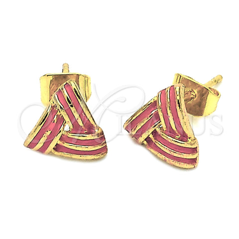 Arete Dormilona 5.126.029.1 *PROMO* Oro Laminado, Diseño de Nudo, Esmaltado Rojo, Tono Dorado
