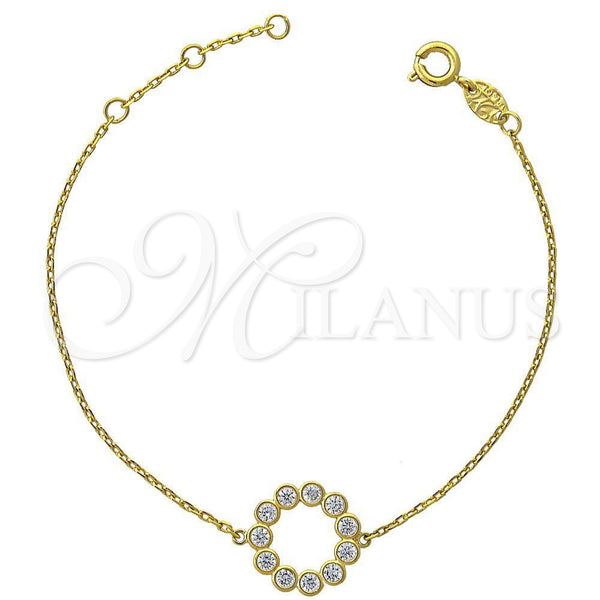 Pulsera Elegante 03.91.0021 Oro Laminado, con Blanca Micro Pave, Pulido, Tono Dorado (0.35 Gauge, 01 MM Thickness, 7 Inches Length)
