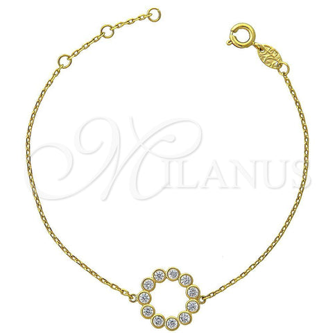 Pulsera Elegante 03.91.0021 Oro Laminado, con Blanca Micro Pave, Pulido, Tono Dorado (0.35 Gauge, 01 MM Thickness, 7 Inches Length)