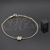Pulsera Elegante 03.91.0029 Oro Laminado, Diseño de Estrella y Rolo, con Blanca Micro Pave, Pulido, Tono Dorado (7 Inches Length)