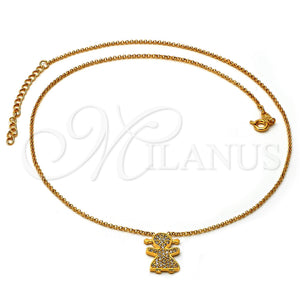 Collares con Dije 04.91.0002 Oro Laminado, Diseño de Niñita Pequeña, con Blanca Micro Pave, Pulido, Tono Dorado (18 Inches Length)