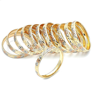 Docena de Aros 03.08.0088.02 Chapa de Oro, Diamantado, Tres Tonos (06 MM Thickness, Size 2 (1.75 Diameter))