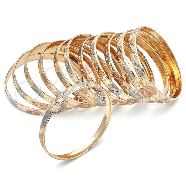 Docena de Aros 03.08.0088.04 Chapa de Oro, Diamantado, Tres Tonos (06 MM Thickness, Size 4 (2.25 Diameter))