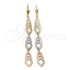 Arete Largo 02.63.2270 Oro Laminado, Diamantado, Tres Tonos
