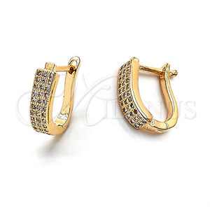 Argolla Huggie 02.162.0008 Oro Laminado, con Onix Negro Micro Pave, Pulido, Tono Dorado