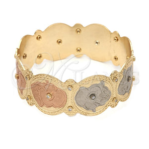 Aro Individual 03.08.0103.06 Chapa de Oro, Diseño de Elefante, Pulido, Tres Tonos (25 MM Thickness, Size 6 (2.75 Diameter))