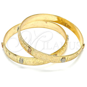 Juego de Aro 03.08.0106.05 Chapa de Oro, Diseño de Osito, Diamantado, Tres Tonos (10 MM Thickness, Size 5 (2.50 Diameter))