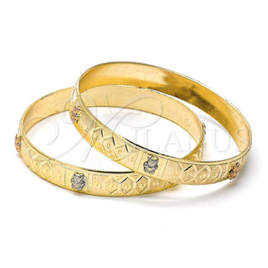 Juego de Aro 03.08.0106.06 Chapa de Oro, Diseño de Osito, Diamantado, Tres Tonos (10 MM Thickness, Size 6 (2.75 Diameter))