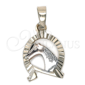 Dije Elegante 05.163.0015.1 Oro Laminado, Diseño de Caballo, Diamantado, Tres Tonos
