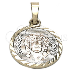 Dije Religioso 05.163.0025.1 Oro Laminado, Diseño de Jesus, Diamantado, Tres Tonos