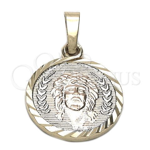 Dije Religioso 05.163.0026.1 Oro Laminado, Diseño de Jesus, Diamantado, Tres Tonos