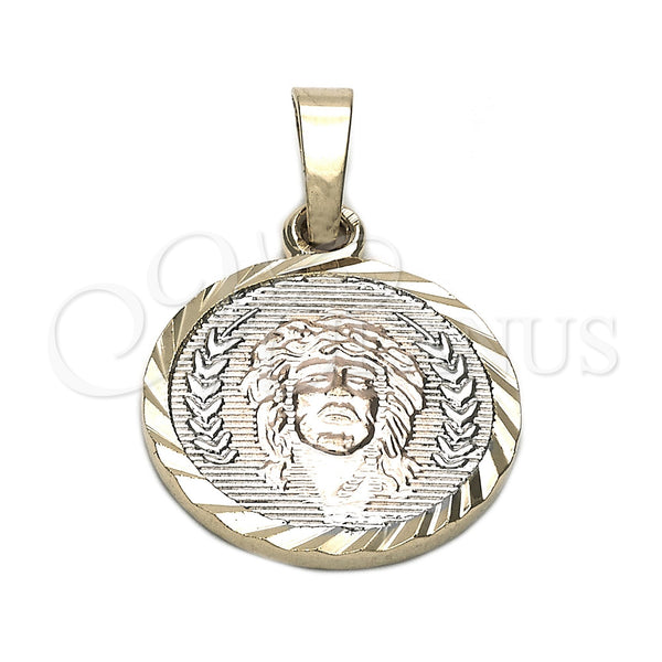 Dije Religioso 05.163.0027.1 Oro Laminado, Diseño de Jesus, Diamantado, Tres Tonos