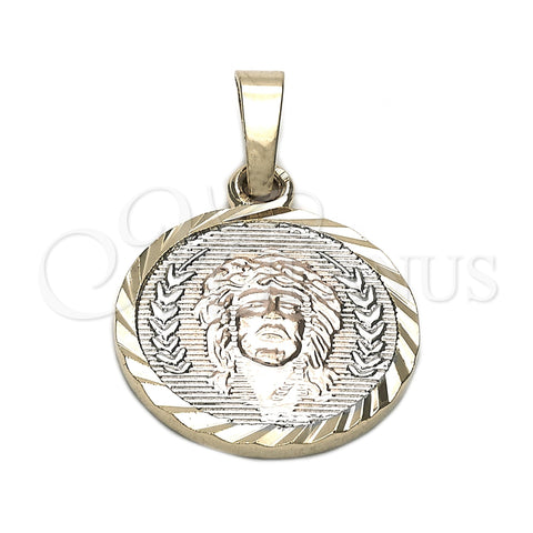 Dije Religioso 05.163.0027.1 Oro Laminado, Diseño de Jesus, Diamantado, Tres Tonos