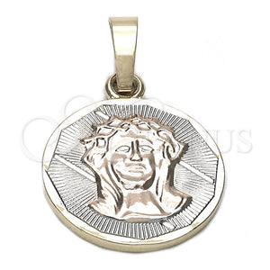 Dije Religioso 05.163.0034.1 Oro Laminado, Diseño de Jesus, Diamantado, Tres Tonos