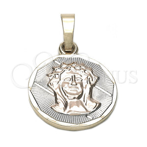 Dije Religioso 05.163.0035.1 Oro Laminado, Diseño de Jesus, Diamantado, Tres Tonos