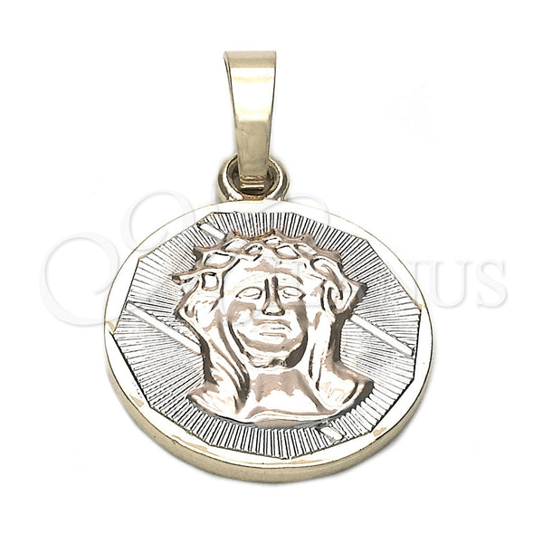Dije Religioso 05.163.0035.1 Oro Laminado, Diseño de Jesus, Diamantado, Tres Tonos