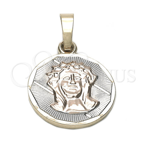 Dije Religioso 05.163.0035.1 Oro Laminado, Diseño de Jesus, Diamantado, Tres Tonos