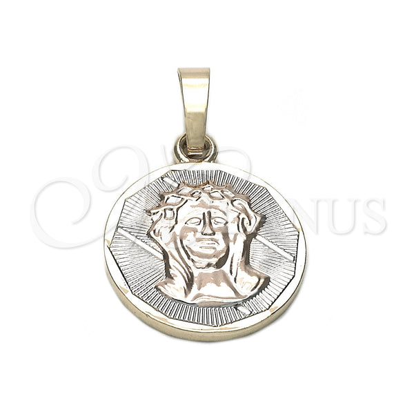Dije Religioso 05.163.0036.1 Oro Laminado, Diseño de Jesus, Diamantado, Tres Tonos