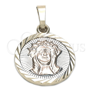 Dije Religioso 05.163.0039.1 Oro Laminado, Diseño de Jesus, Diamantado, Tres Tonos