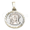 Dije Religioso 05.163.0039.1 Oro Laminado, Diseño de Jesus, Diamantado, Tres Tonos
