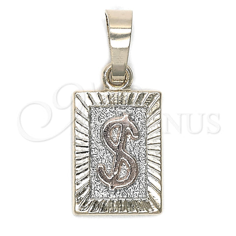 Dije Elegante 05.163.0042.1 Oro Laminado, Diseño de Dinero, Diamantado, Tres Tonos