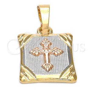 Dije Religioso 5.182.024.1 Oro Laminado, Diseño de Crucifijo, Diamantado, Tres Tonos