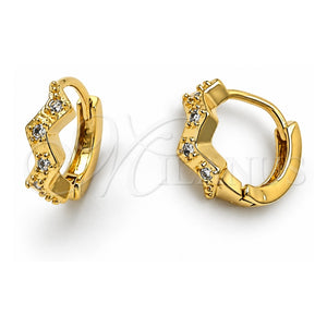Argolla Huggie 02.165.0003 Oro Laminado, con Blanca Zirconia Cubica, Pulido, Tono Dorado