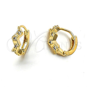 Argolla Huggie 02.165.0003 Oro Laminado, con Blanca Zirconia Cubica, Pulido, Tono Dorado