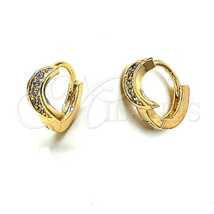 Argolla Huggie 02.165.0009 Oro Laminado, Diseño de Luna, con Blanca Zirconia Cubica, Pulido, Tono Dorado