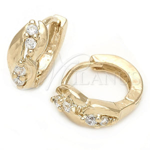 Argolla Huggie 02.165.0014 Oro Laminado, con Blanca Zirconia Cubica, Pulido, Tono Dorado