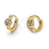 Argolla Huggie 02.165.0018 Oro Laminado, con Blanca Zirconia Cubica, Pulido, Tono Dorado