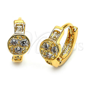 Argolla Huggie 02.165.0018 Oro Laminado, con Blanca Zirconia Cubica, Pulido, Tono Dorado