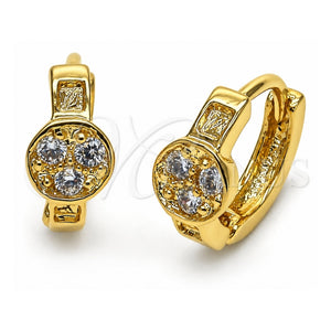 Argolla Huggie 02.165.0018 Oro Laminado, con Zirconia Cubica Blanca, Pulido, Tono Dorado