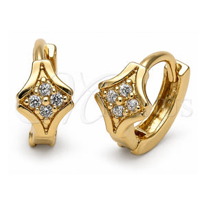 Argolla Huggie 02.165.0022 Oro Laminado, Diseño de Flor, con Zirconia Cubica Blanca, Pulido, Tono Dorado
