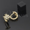 Argolla Huggie 02.165.0038 Oro Laminado, Diseño de Manzana, con Zirconia Cubica Blanca, Pulido, Tono Dorado