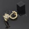 Argolla Huggie 02.165.0038 Oro Laminado, Diseño de Manzana, con Blanca Zirconia Cubica, Pulido, Tono Dorado