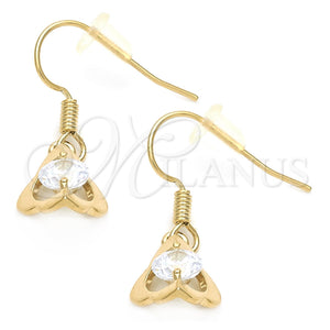 Arete Colgante 02.171.0027 Oro Laminado, con Blanca Zirconia Cubica, Pulido, Tono Dorado