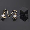 Arete Colgante 02.171.0030 Oro Laminado, Diseño de Corazón, con Blanca Zirconia Cubica, Pulido, Tono Dorado