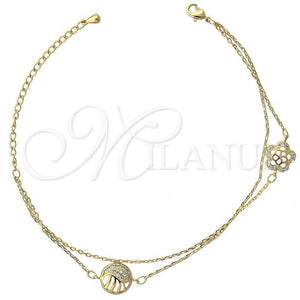 Pulsera Elegante 03.100.0008 Oro Laminado, Diseño de Flor, con Blanca Micro Pave, Pulido, Tono Dorado (05 MM Thickness, 7 Inches Length)